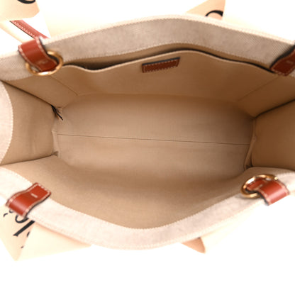 Chloe Cotton Calfskin Medium Woody Ribbon Tote White Brown 5 of 13