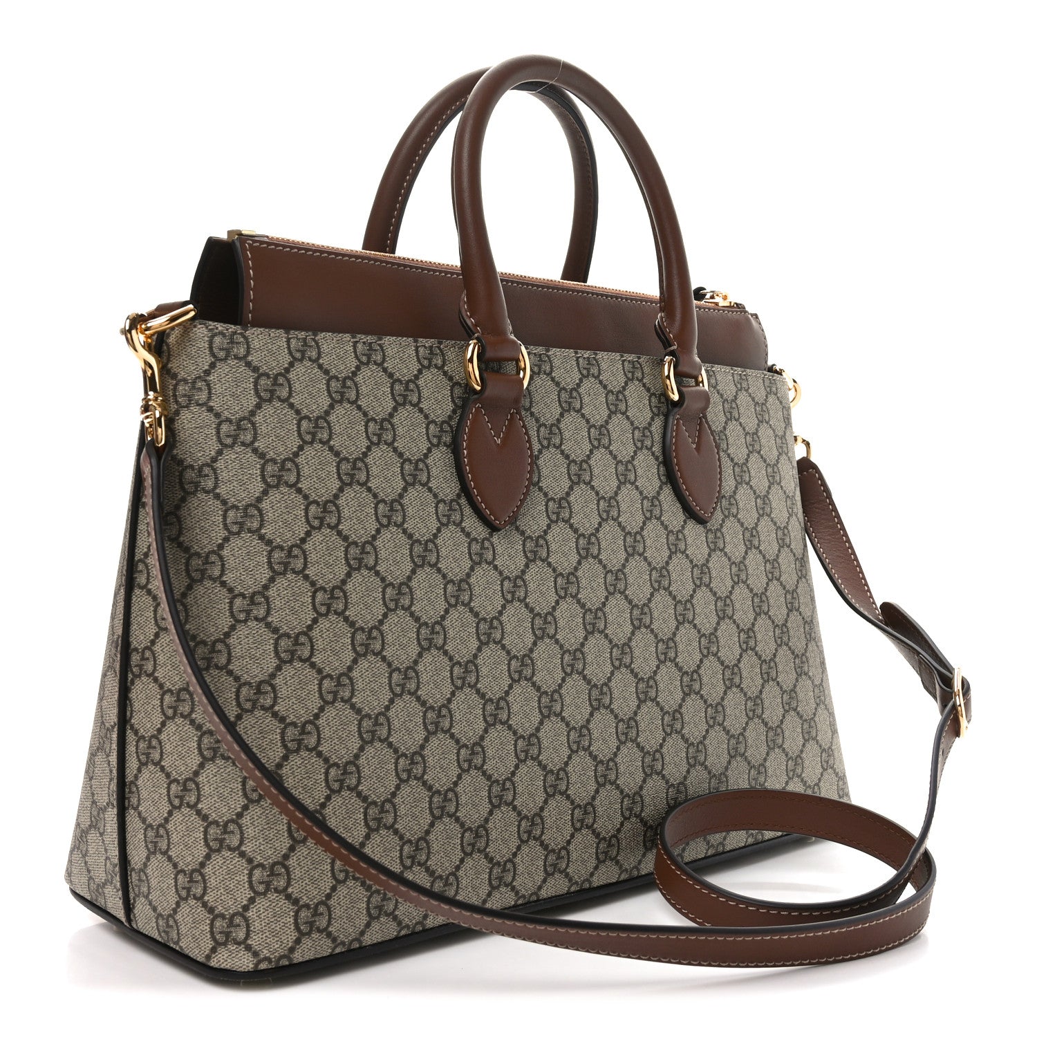 Gucci GG Supreme Monogram Large Zip Top Tote Beige Tuscany 3 of 10