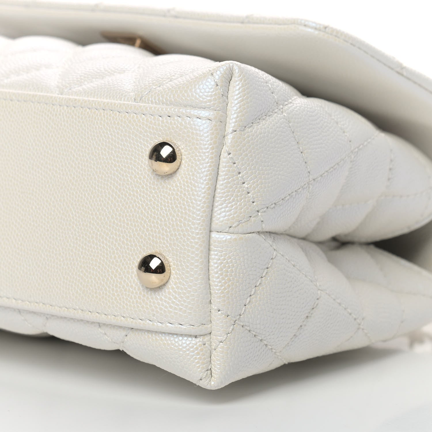 Chanel Iridescent Caviar Quilted Mini Coco Handle Flap White 9 of 11