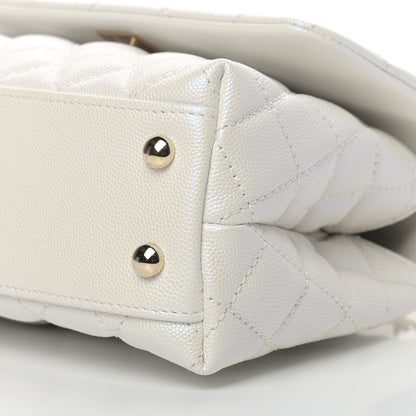 Chanel Iridescent Caviar Quilted Mini Coco Handle Flap White 9 of 11