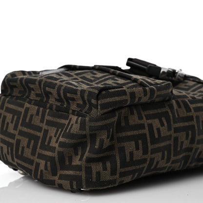 Fendi Recycled Fabric Jacquard Vitello Astro FF 1974 Small Fendiness Backpack Tobacco Moro Black 10 of 10