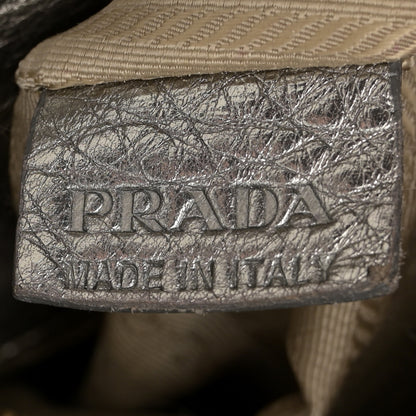 Prada Metallic Vitello Daino Side Pocket Hobo Acciaio 7 of 25