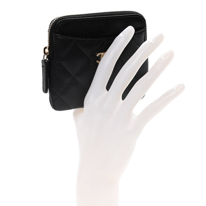 Chanel Caviar Quilted Zip Card Holder Wallet Black 2 of 10