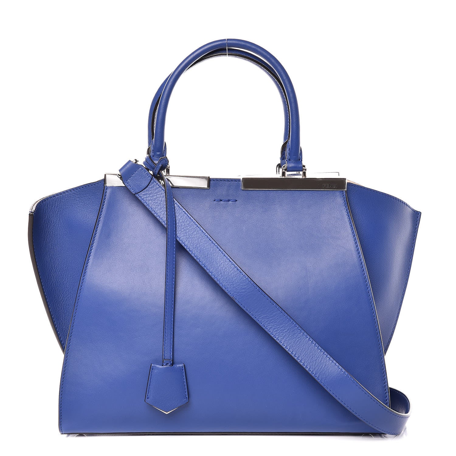 Fendi Vitello Dolce Shiny Nappa Petite 3Jours Tote Blue Neon Rosa Plaster 1 of 13