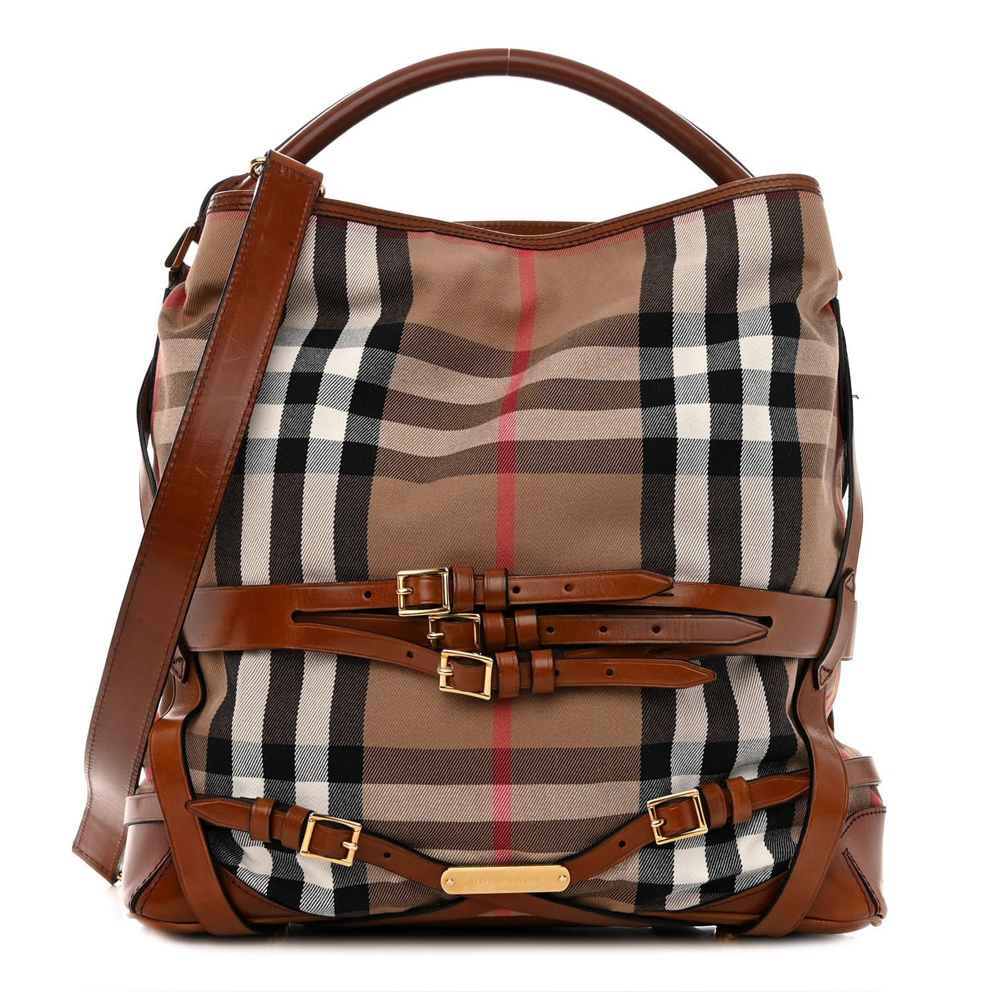 House Check Bridle Calfskin Medium Gosford Hobo Dark Tan