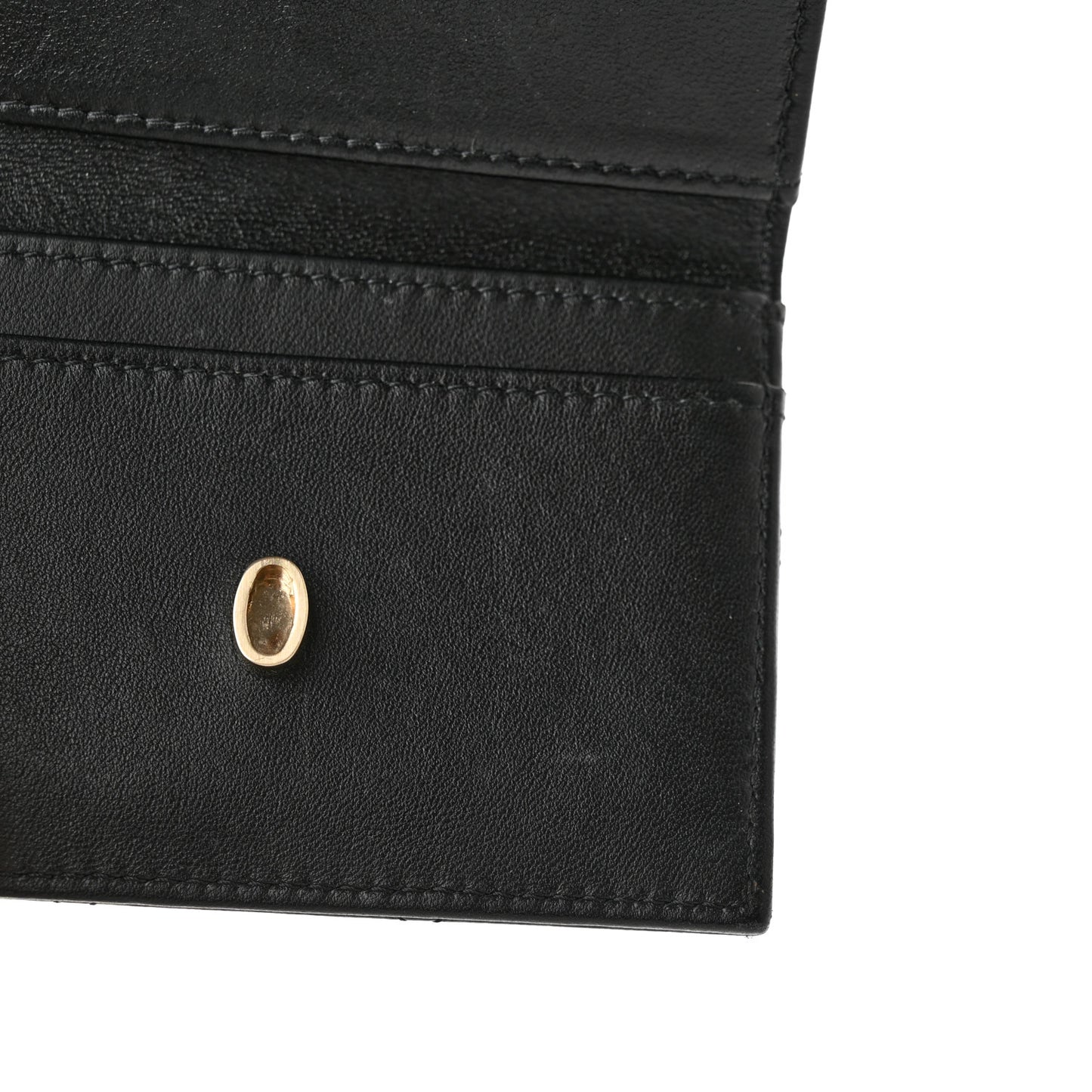 Lambskin Quilted Flap Card Holder Black