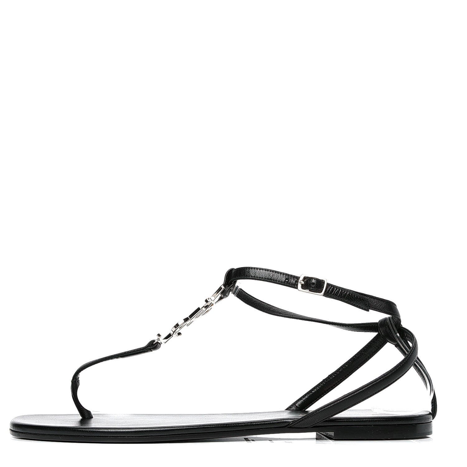Saint Laurent Patent Calfskin Nu Pieds 05 Sandals 39 Black 1 of 5