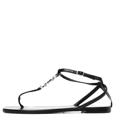 Saint Laurent Patent Calfskin Nu Pieds 05 Sandals 39 Black 1 of 5