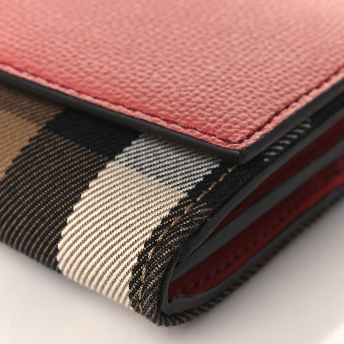 Grainy Calfskin House Check Henley Wallet On Chain Cinnamon Red