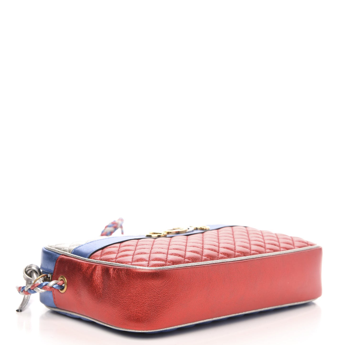 Laminated Nappa Trapuntata Small Zumi Shoulder Bag Rosso Marine Argento