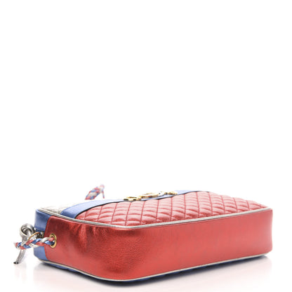 Gucci Laminated Nappa Trapuntata Small Zumi Shoulder Bag Rosso Marine Argento 3 of 10
