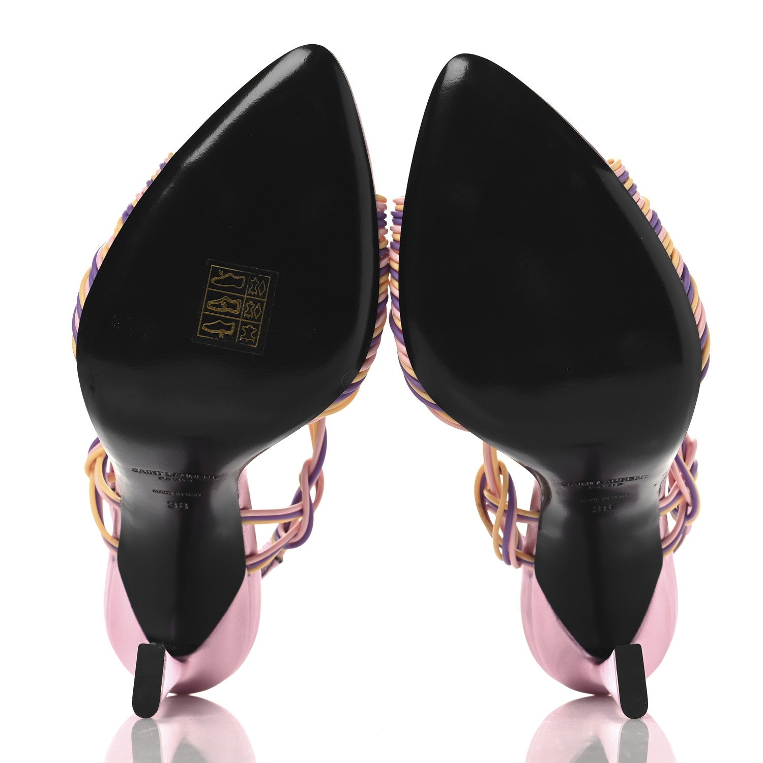 Saint Laurent Metallic Calfskin Gippy 105 Sandals  38 Malva Peach Gerbera 6 of 10