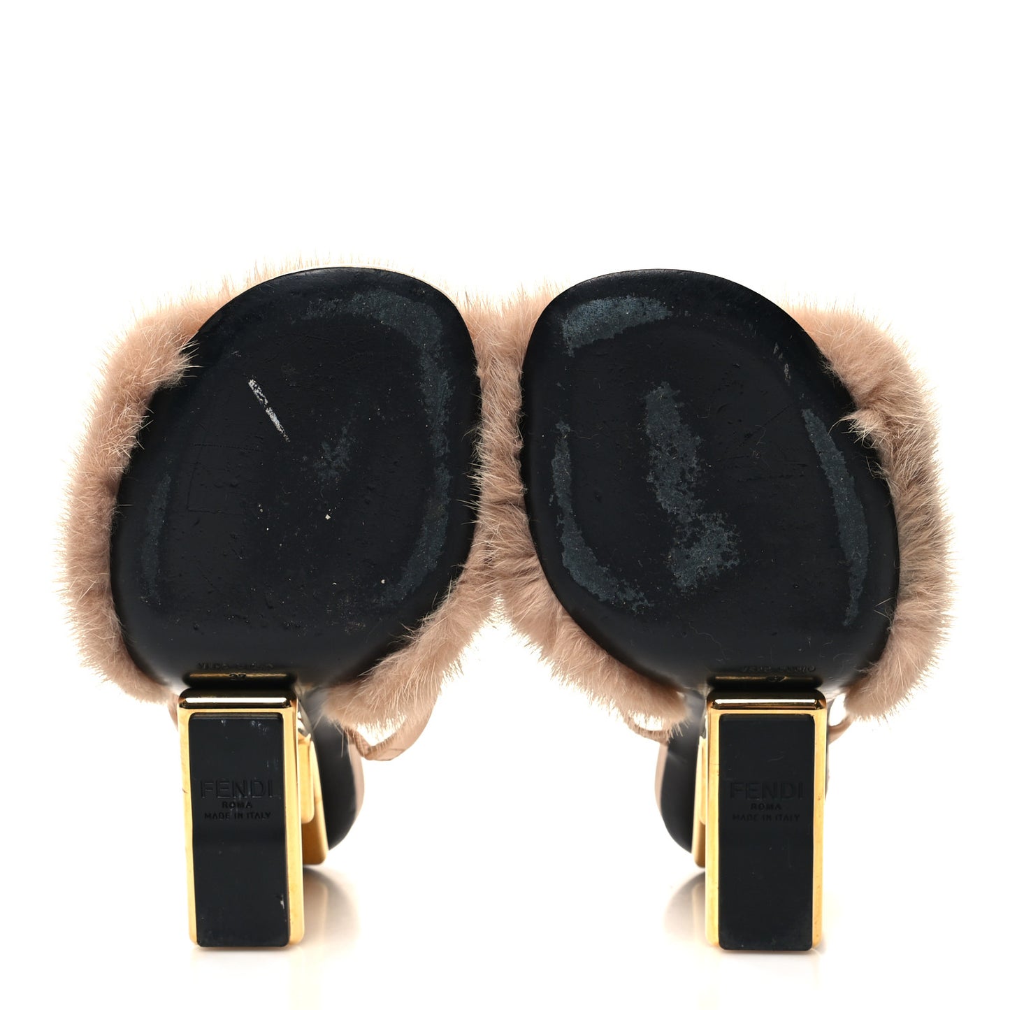 Mink Vitello Fendi First 95mm Slide Sandals 37 Pink