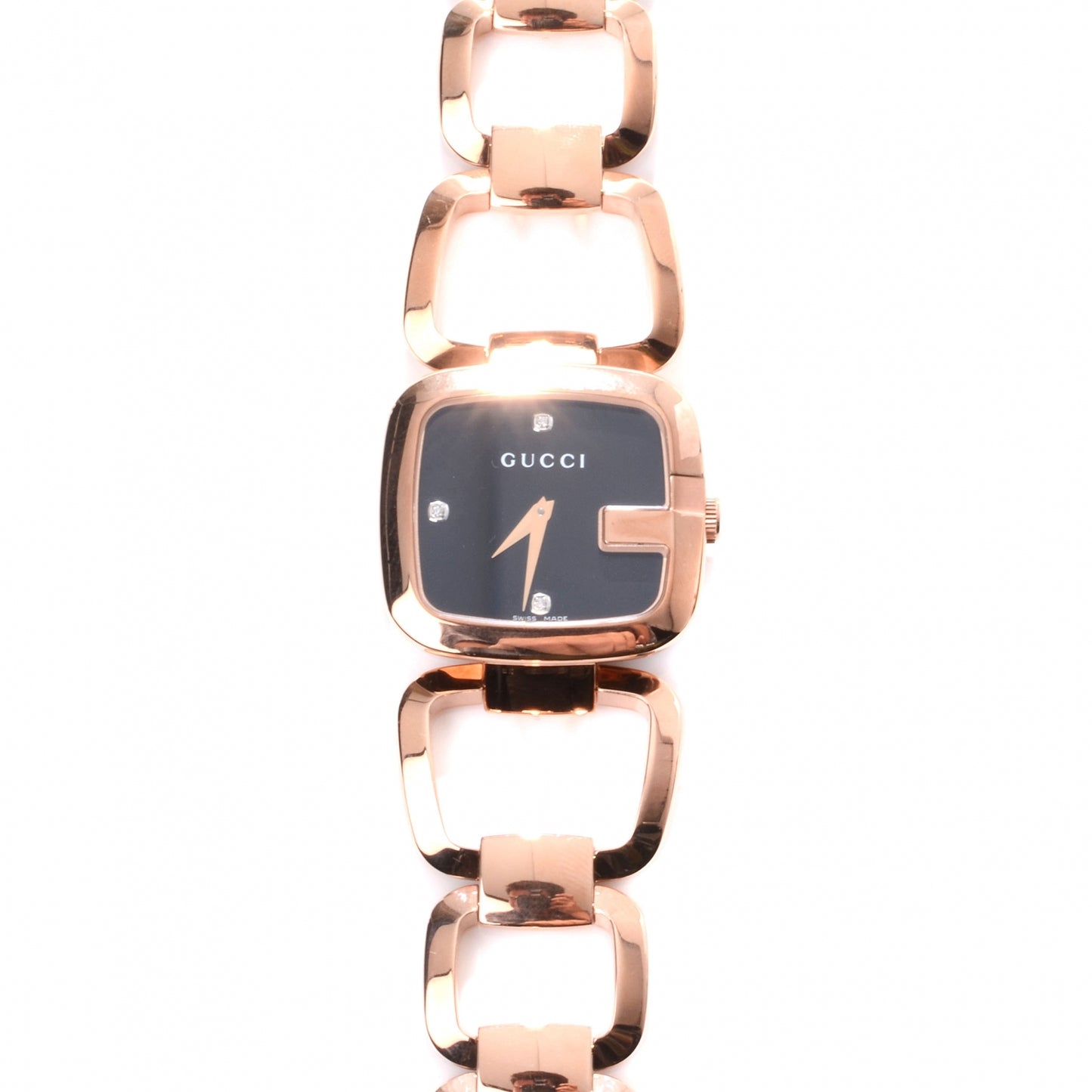 Stainless Steel Diamond 24mm G-Gucci Square Quartz Watch Rose