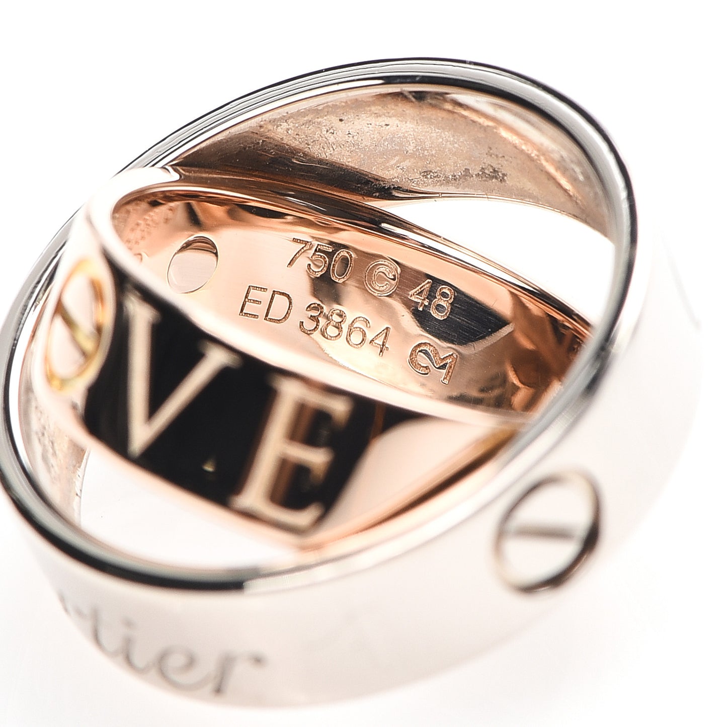 18K White Pink Gold 5.5mm Astro LOVE Ring 48 4.5