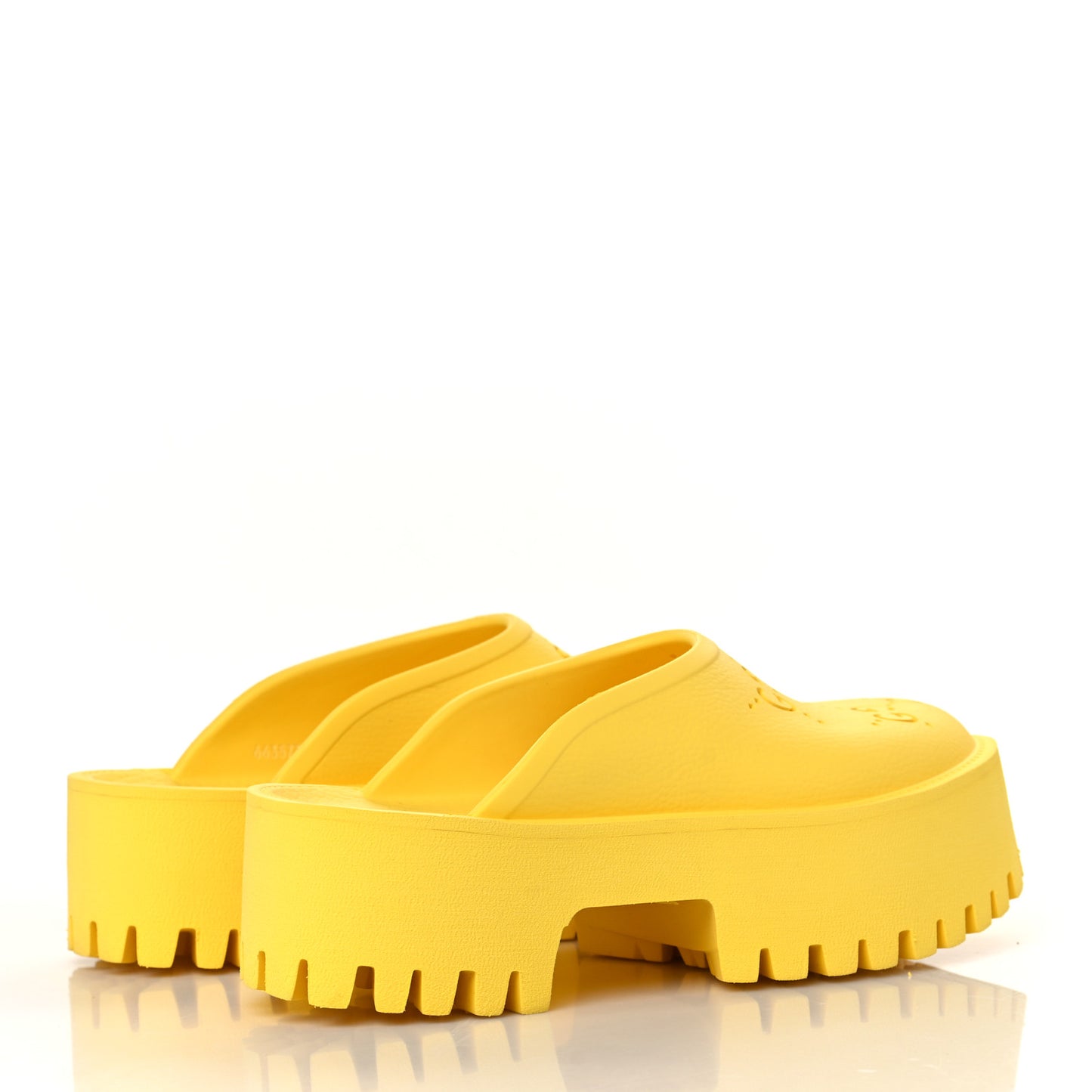 Rubber GG Monogram Perforated Elea Platform 55mm Lug Sole Sandals 37 Smile Yellow
