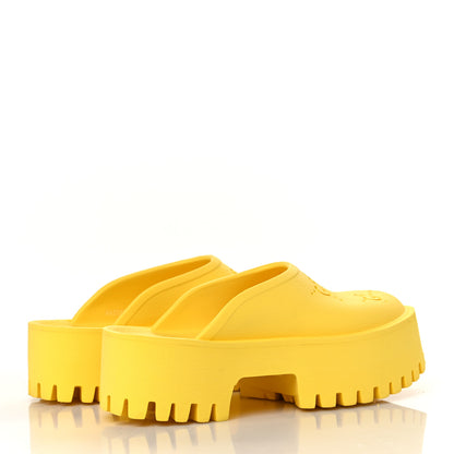 Gucci Rubber GG Monogram Perforated Elea Platform 55mm Lug Sole Sandals 37 Smile Yellow 4 of 8