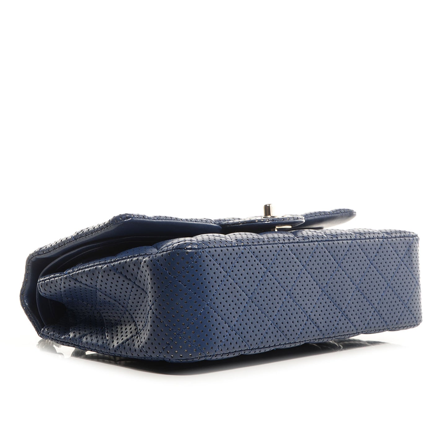 Lambskin Perforated Medium Double Flap Blue