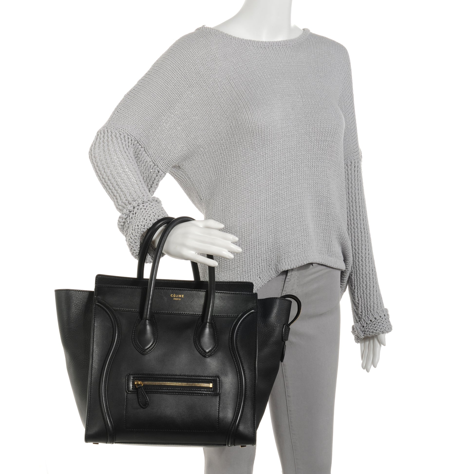 Celine Smooth Calfskin Mini Luggage Black 2 of 9