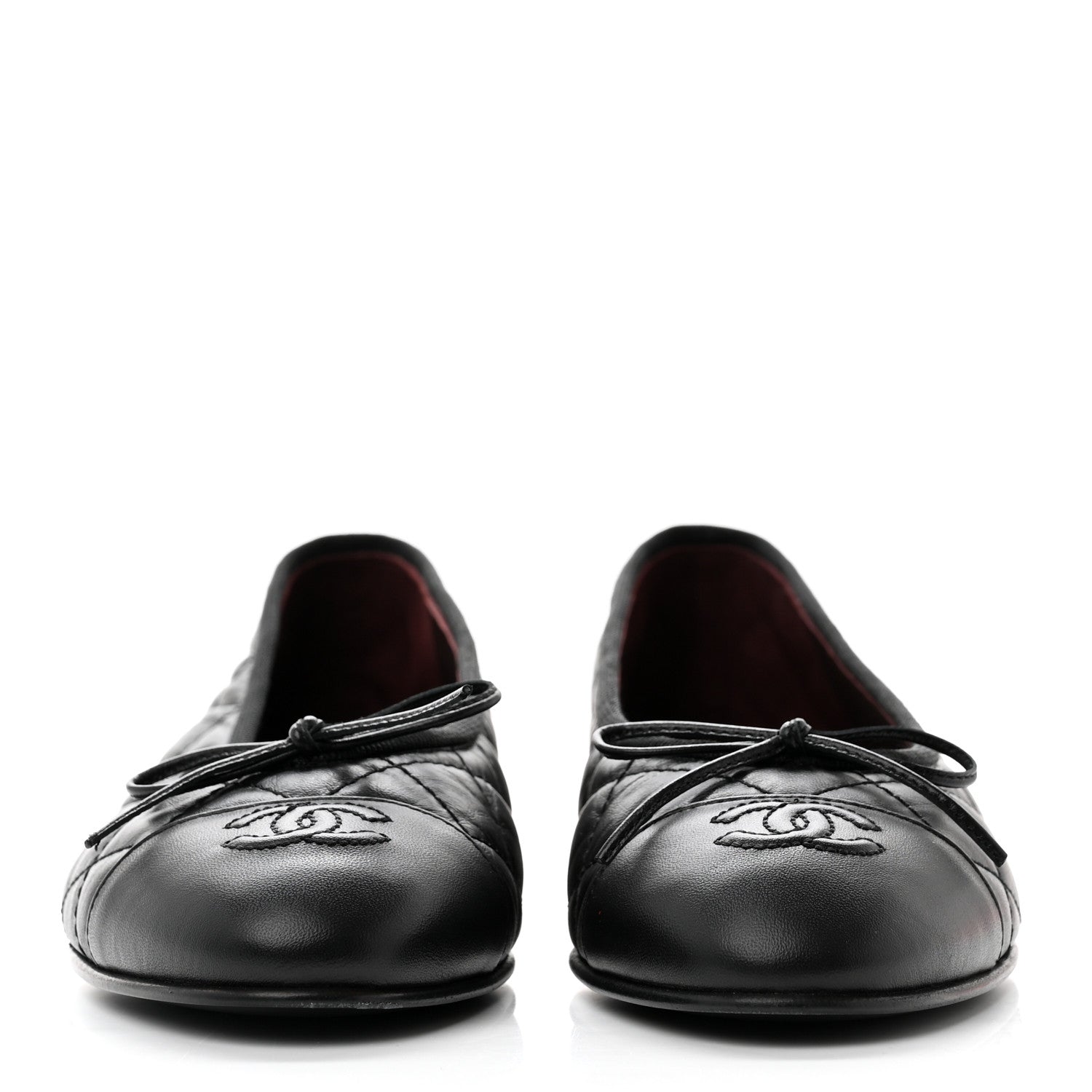 Chanel Aged Calfskin Quilted CC Cap Toe Ballerina Flats 37 Black 2 of 9