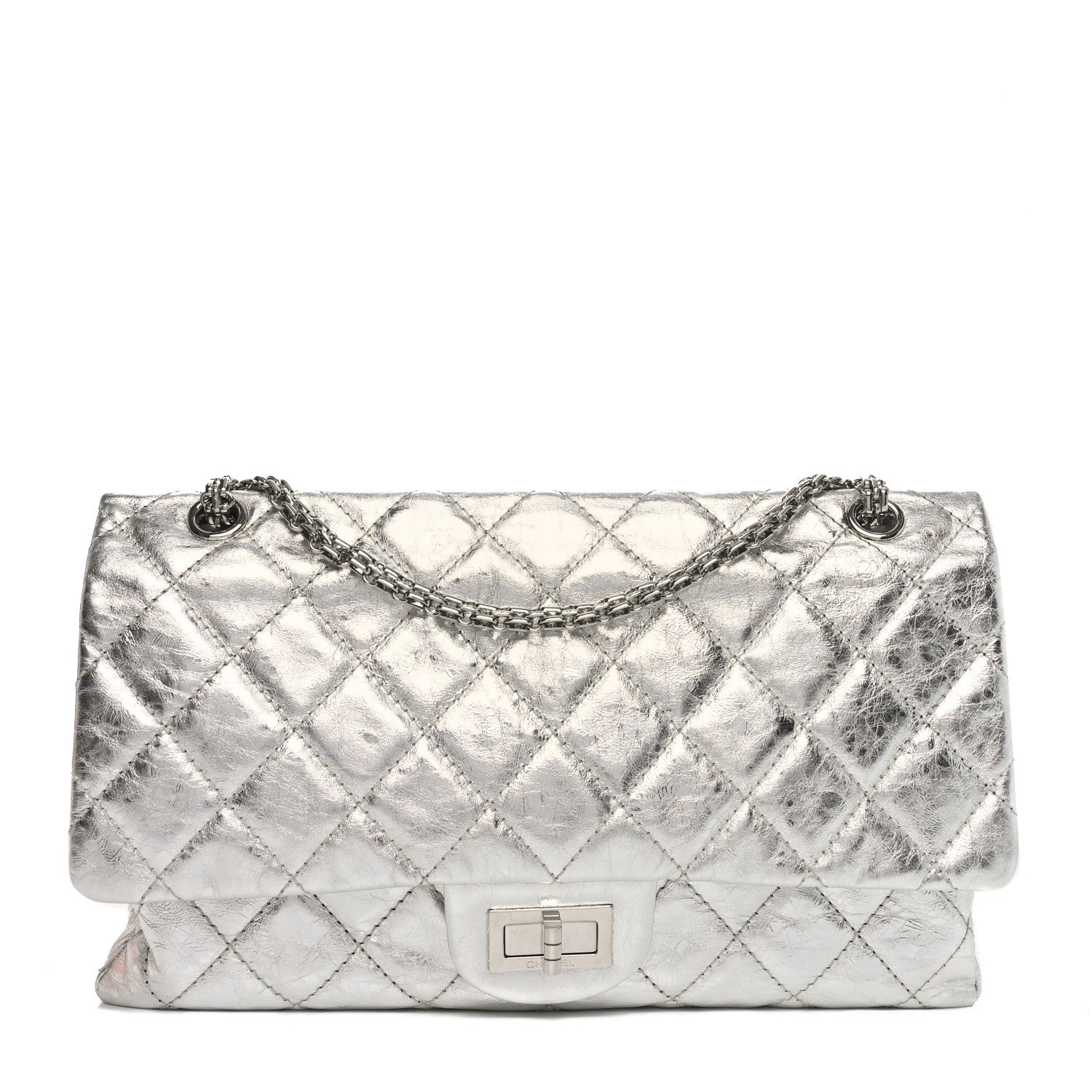 Chanel Metallic Aged Calfskin Quilted 2.55 Reissue 227 Flap Silver 1 of 10