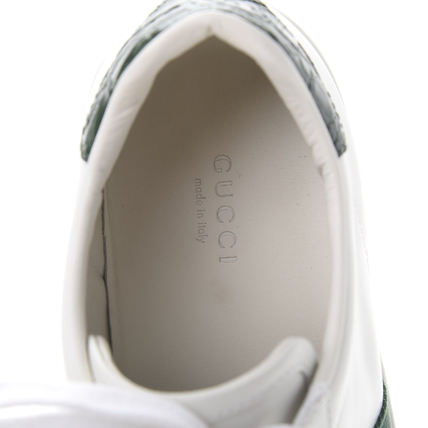 Calfskin Crocodile Web Ace Sneakers 37.5 White Green