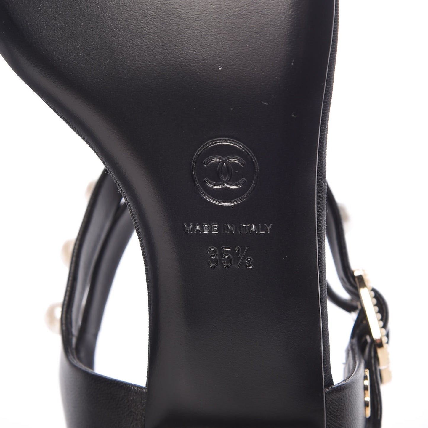 Lambskin Pearl Thong Sandals 35.5 Black