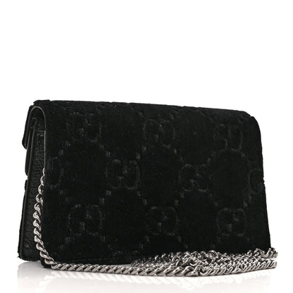 Gucci Velvet GG Monogram Super Mini Dionysus Shoulder Bag Black 2 of 7