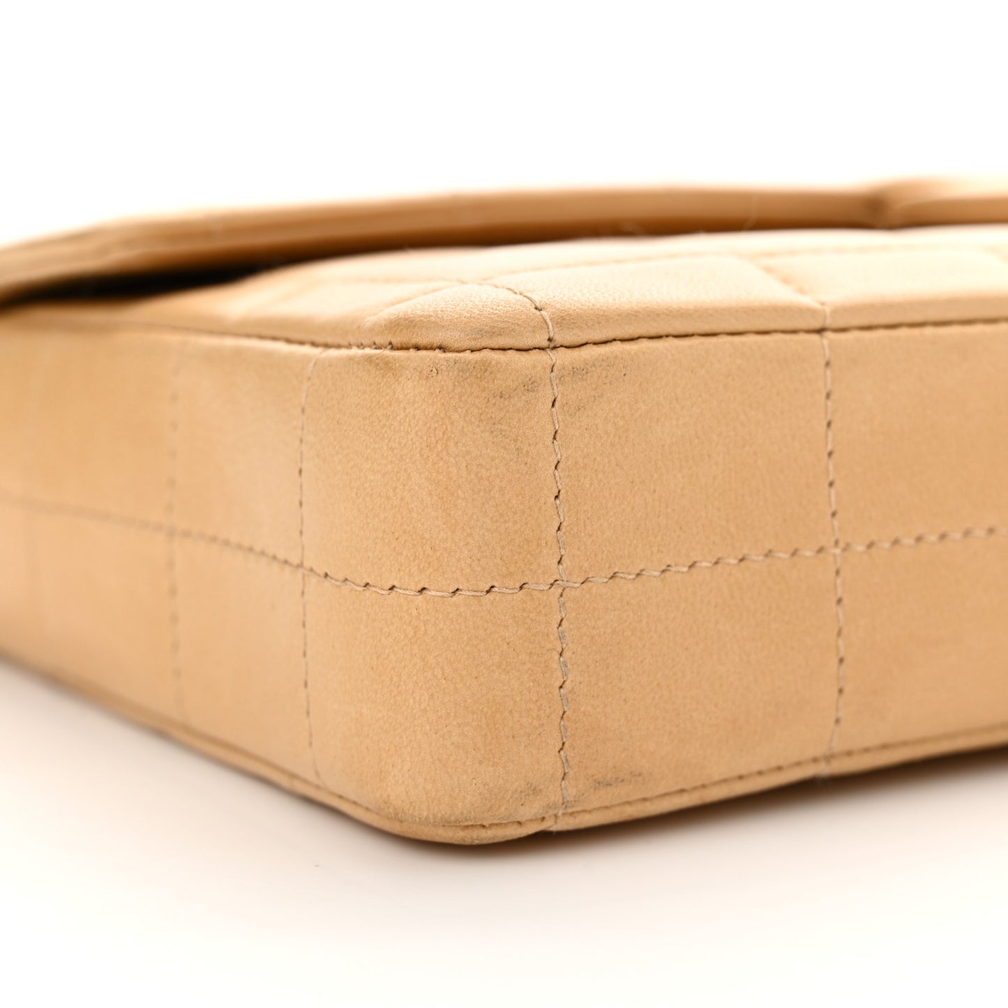 Lambskin East West Chocolate Bar Flap Beige