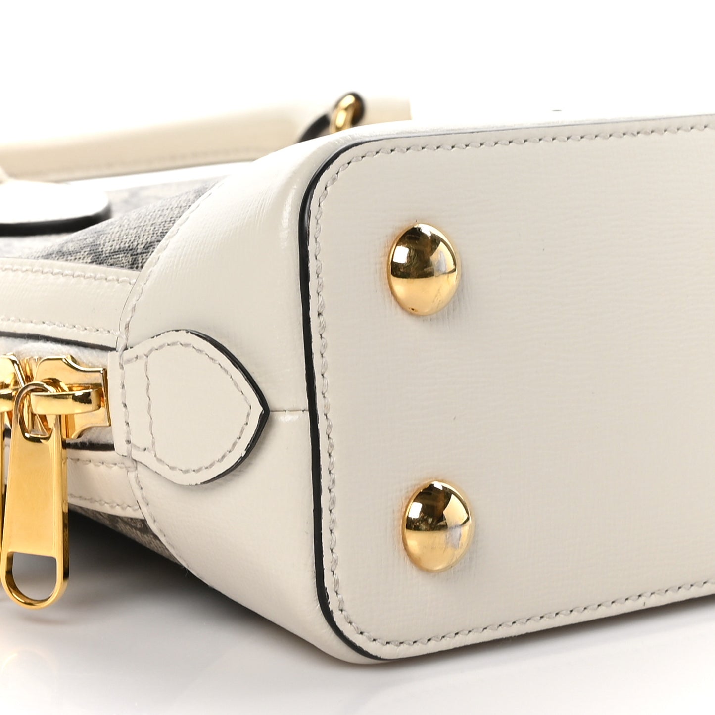 GG Supreme Monogram Azalea Calfskin Small Horsebit 1955 Top Handle Bag Beige Ebony Mystic White