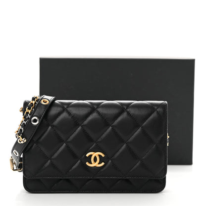 Chanel Goatskin Quilted Quilted Like A Wallet Wallet On Chain WOC Black 17 of 17
