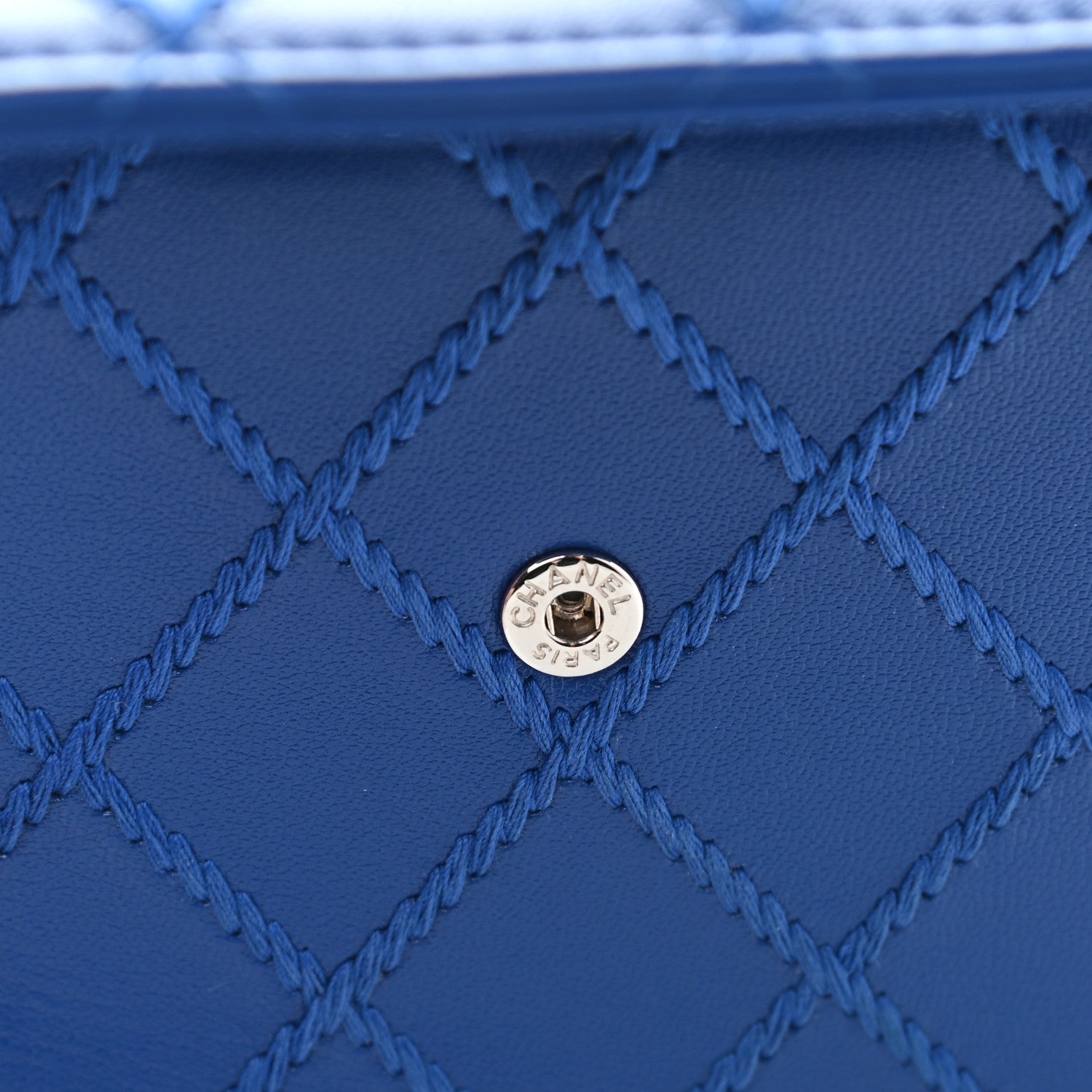Chanel Calfskin Stitched Fancy CC Compact Flap Wallet Blue 11 of 12
