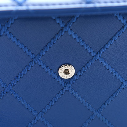Chanel Calfskin Stitched Fancy CC Compact Flap Wallet Blue 11 of 12