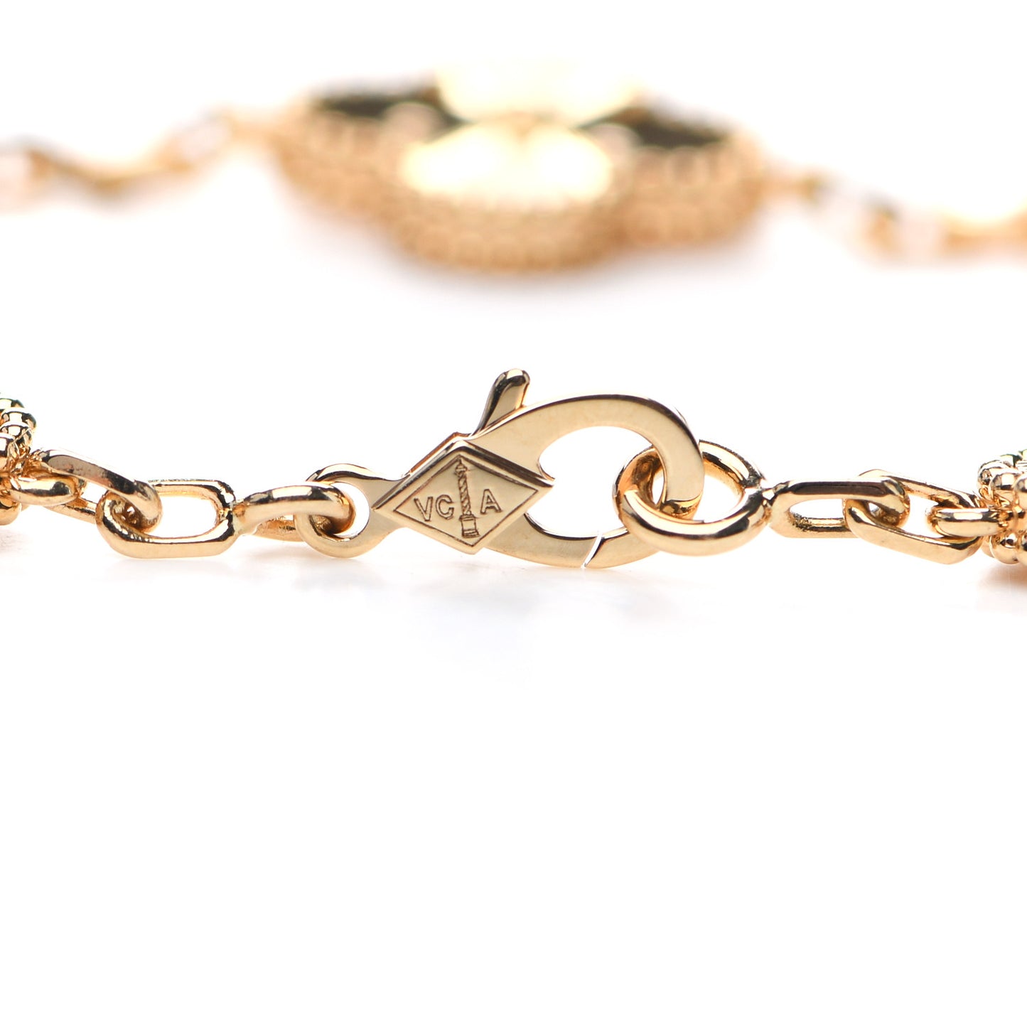 18K Yellow Gold 5 Motifs Guilloche Vintage Alhambra Bracelet