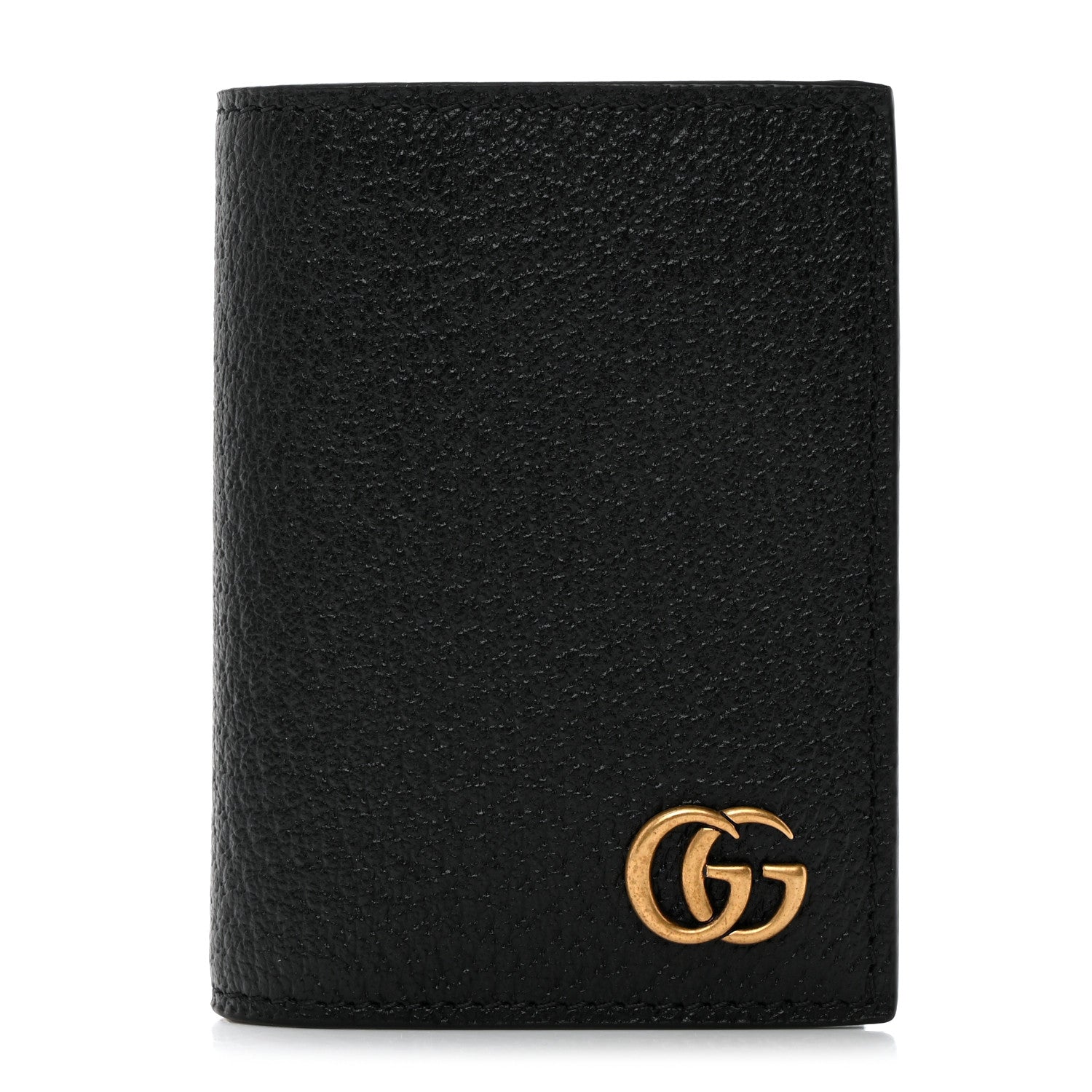 Gucci Calfskin Boar Effect GG Marmont Card Case Black 1 of 7