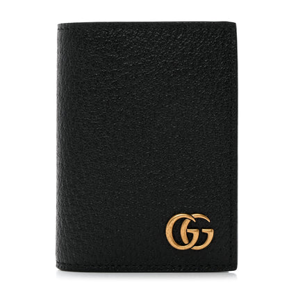Gucci Calfskin Boar Effect GG Marmont Card Case Black 1 of 7