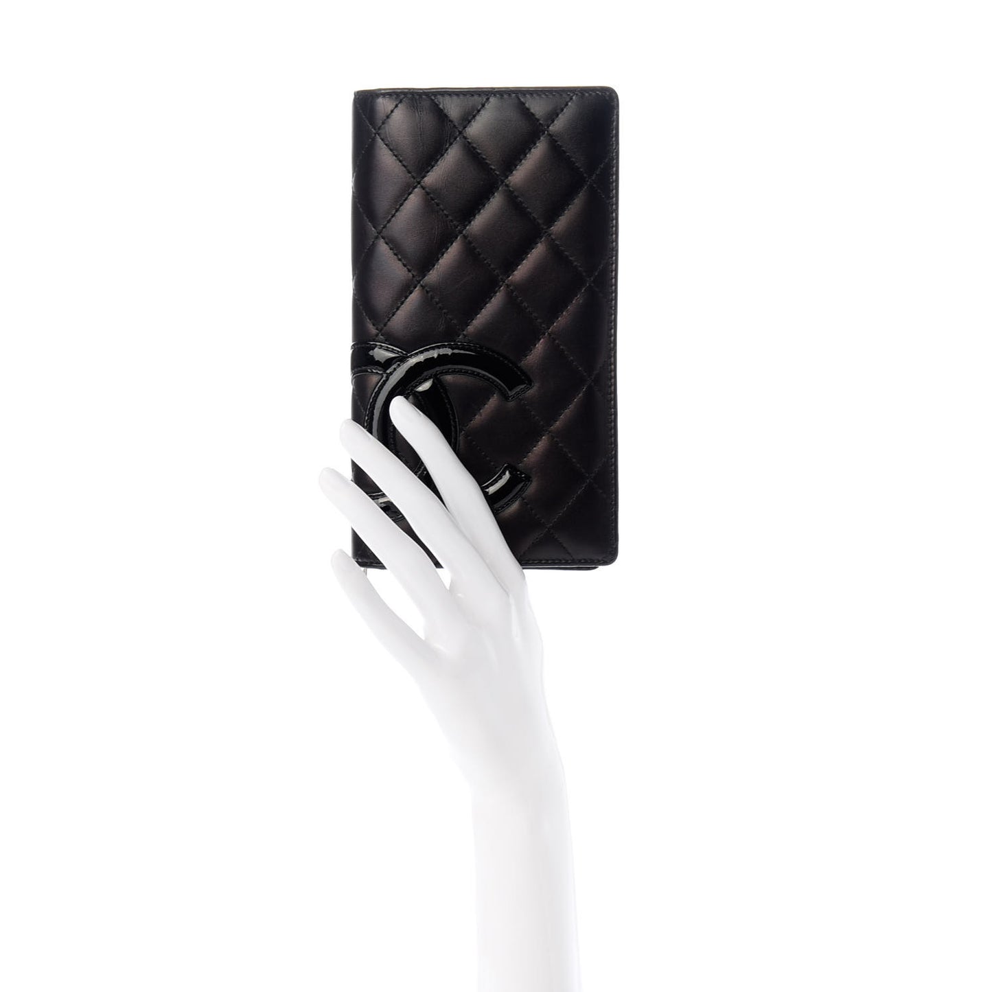 Calfskin Quilted Cambon Yen Wallet Black
