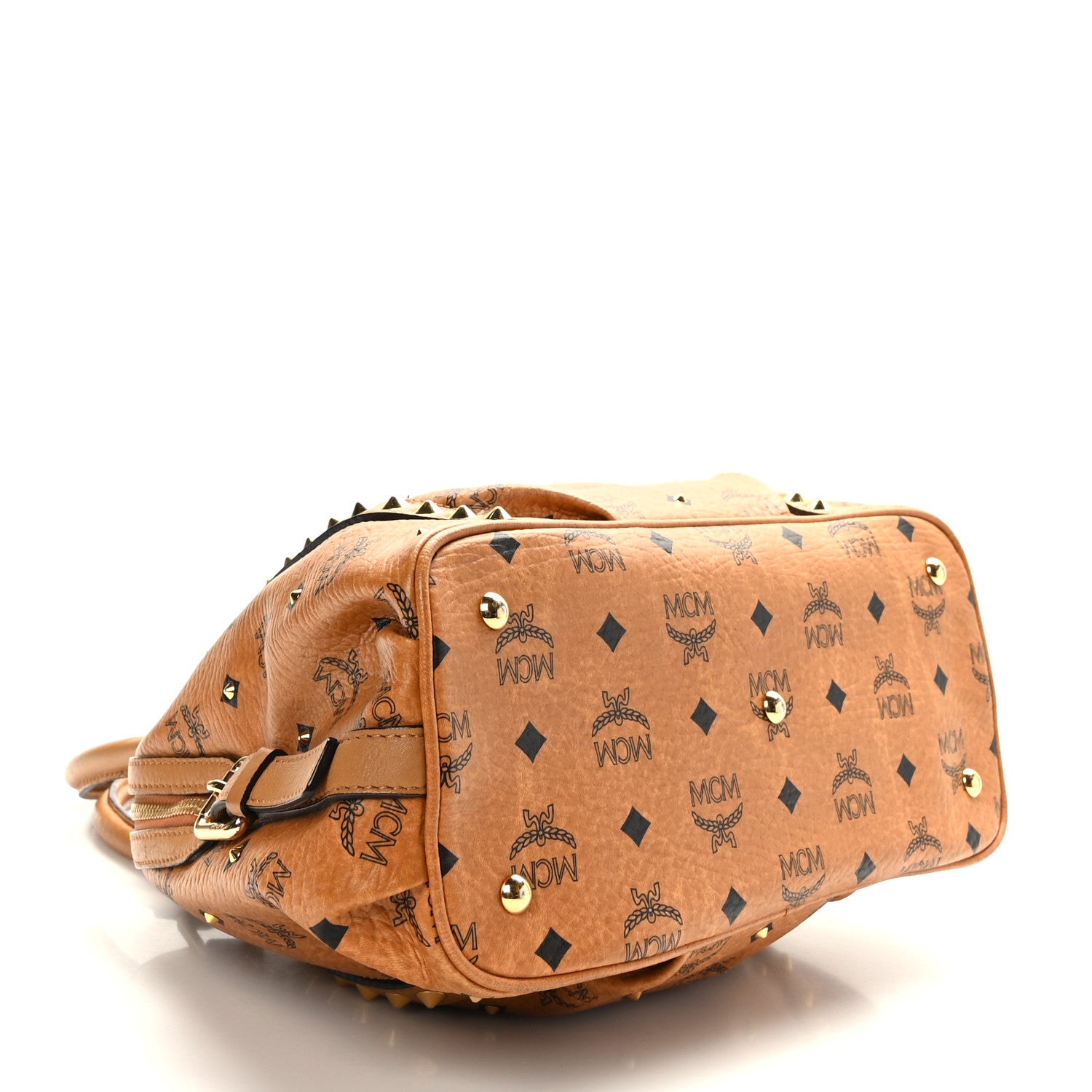 MCM Visetos Studded Shoulder Bag Cognac 4 of 8