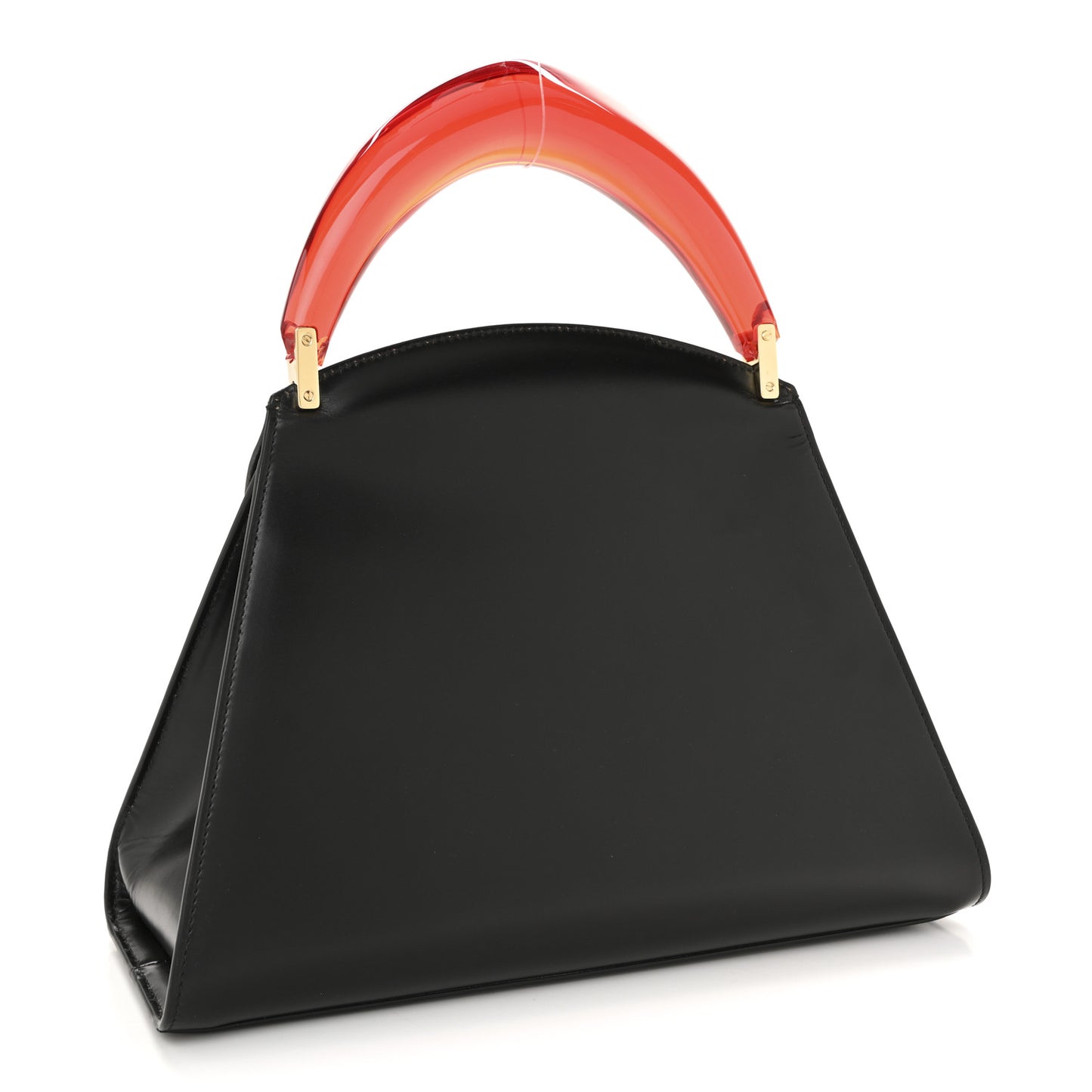 Calfskin Prism Top Handle Bag Black