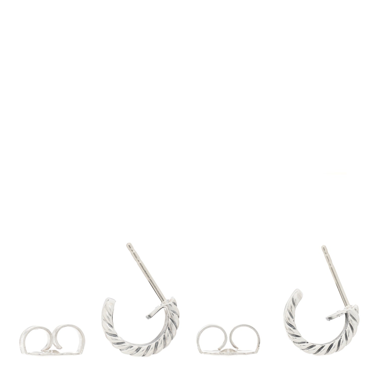 David Yurman Sterling Silver Diamond 12mm Cable Hoop Earrings 3 of 4