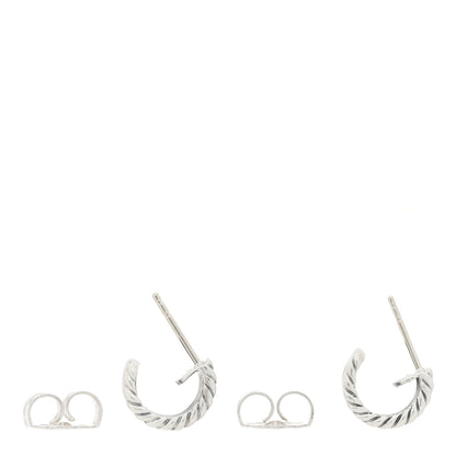 David Yurman Sterling Silver Diamond 12mm Cable Hoop Earrings 3 of 4
