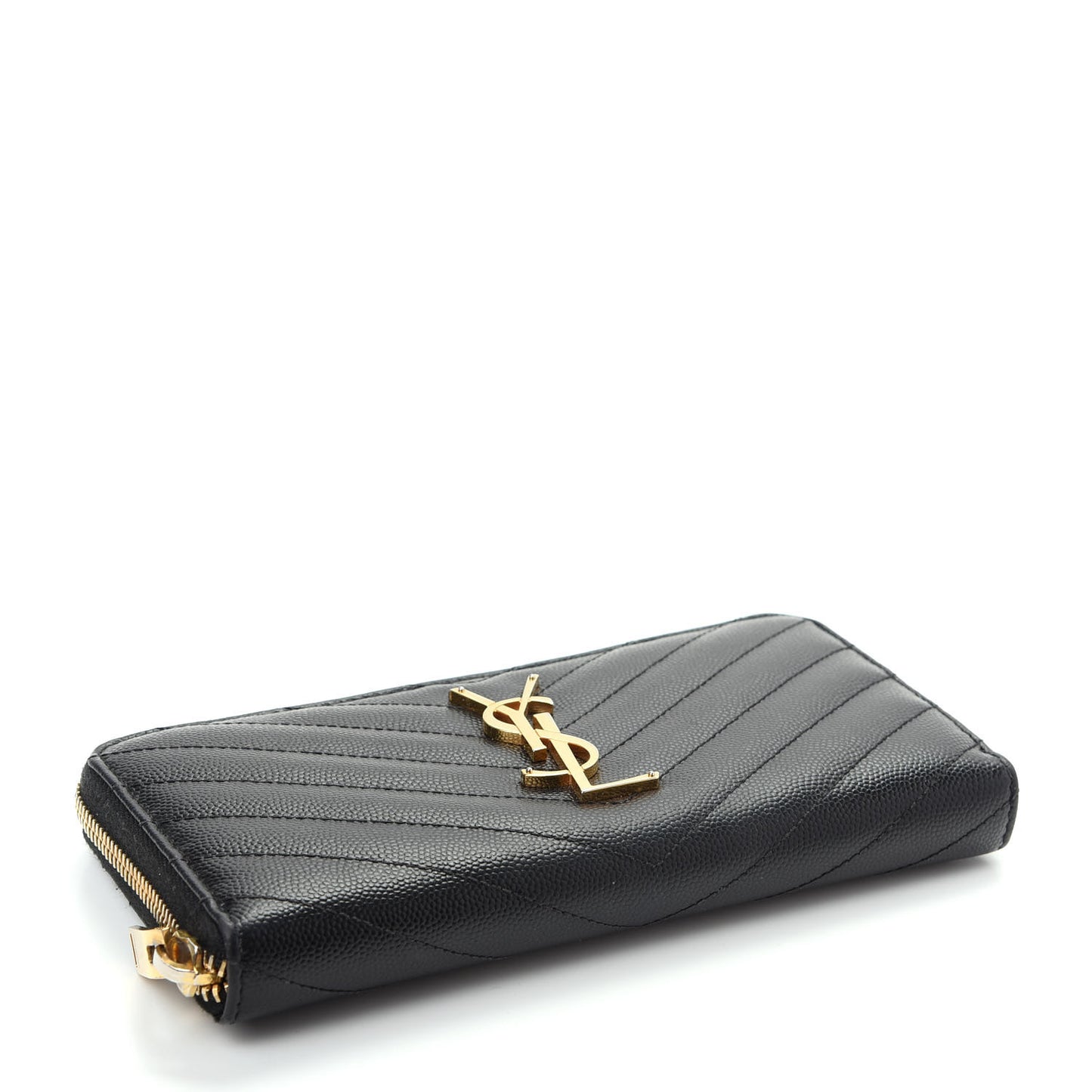 Grain De Poudre Matelasse Chevron Monogram Zip Around Wallet Black