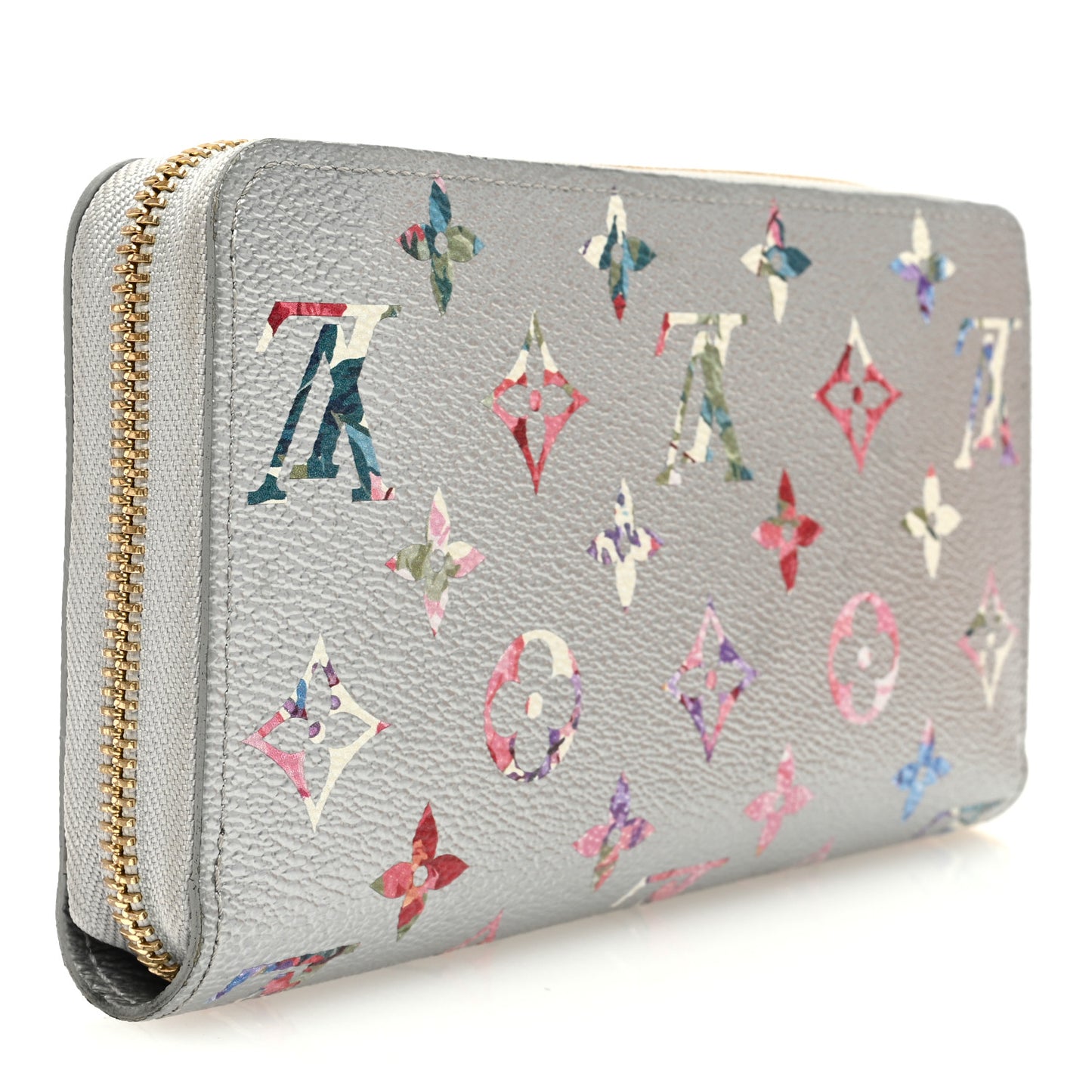 Metallic Monogram LV Garden Zippy Wallet Silver