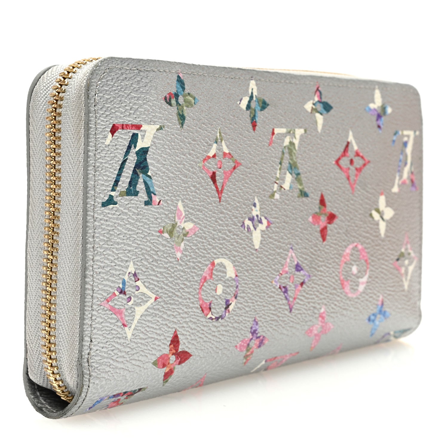 Louis Vuitton Metallic Monogram LV Garden Zippy Wallet Silver 3 of 8