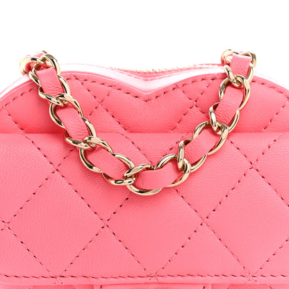 Chanel Lambskin Quilted CC In Love Heart Waist Belt Bag With Chain Pink 8 of 10