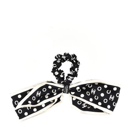 Chanel Silk CC Twilly Hair Tie Black White 1 of 3