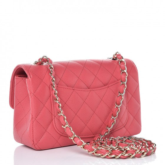 Caviar Quilted Mini Rectangular Flap Dark Pink