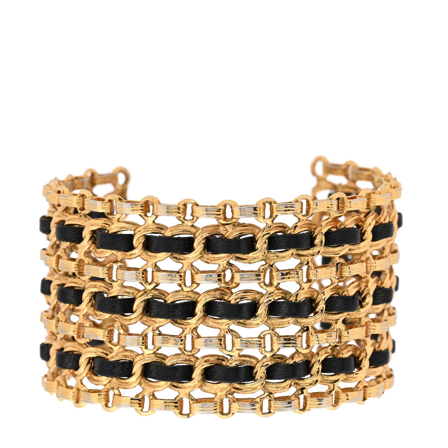 Chanel Lambskin Chain CC Cuff Black Gold 1 of 4