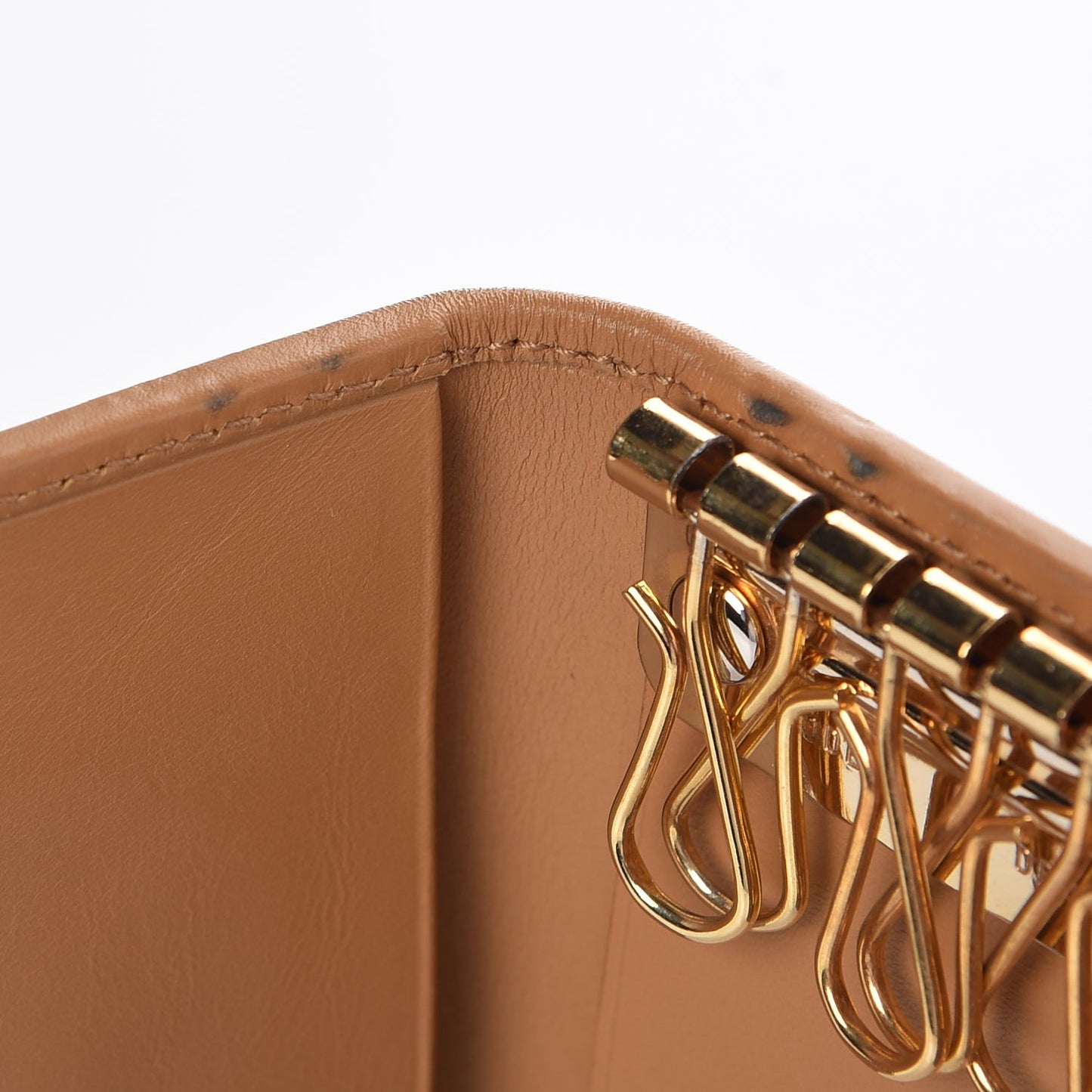 Calfskin Web 6 Key Holder Case Tan