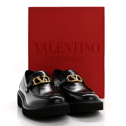 Valentino Garavani Calfskin Vlogo Loafers 37.5 Black 9 of 9